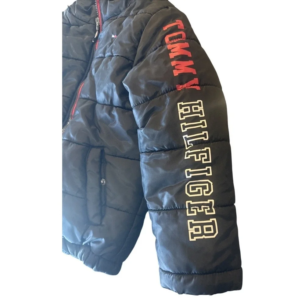 Tommy Hilfiger Puffer Jacket Coat Boys Size 5 Black & Red NO HOOD